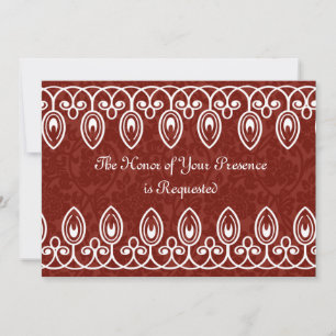 Red Medieval Brocade Wedding Invitation Kaart