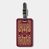 Red Medieval Fantasy Gold Zwaard Naam Bagagelabel (Voorkant verticaal)