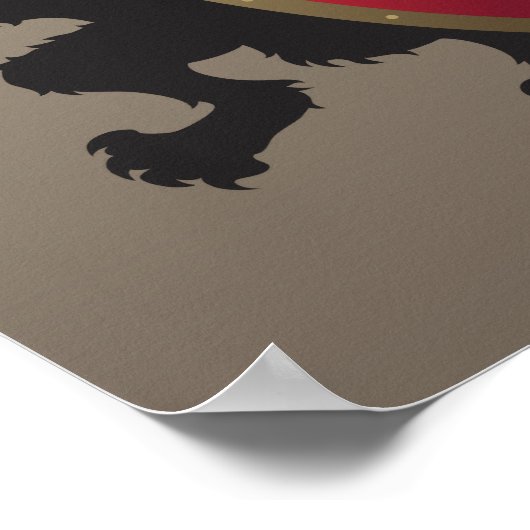 Red Medieval Lion Heraldry Poster (Hoek)