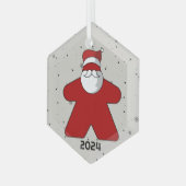 Red Meeple Santa Custom Jaar Family Board Game Glas Ornament (Voorkant links)
