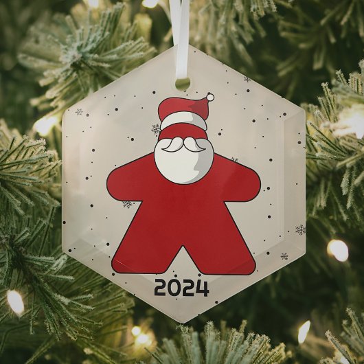 Red Meeple Santa Custom Jaar Family Board Game Glas Ornament