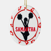 Red Megaphones en Cheerleader Persoonlijk Keramisch Ornament (Rechts)