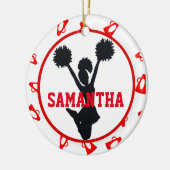 Red Megaphones en Cheerleader Persoonlijk Keramisch Ornament (Links)