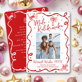 Red Mele Kalikimaka Photo Hand Drawn Christmas Feestdagenkaart