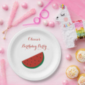 Red Melon Watermelon Zomer verjaardagsfeestje Papieren Bordje (Feest)