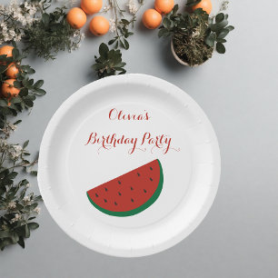 Red Melon Watermelon Zomer verjaardagsfeestje Papieren Bordje