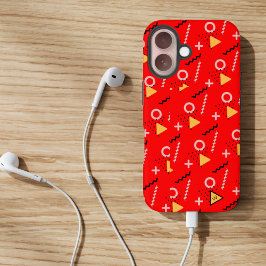 Red Memphis Monogram Hoesje-Mate iPhone Case
