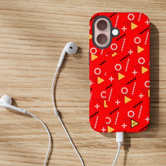 Red Memphis Monogram Hoesje-Mate iPhone Case
