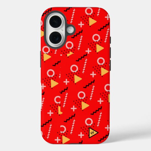 Red Memphis Monogram Hoesje-Mate iPhone Case (Achterkant)