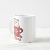 Red Meowy Christmas Cat Holiday Coffee Mug  Koffiemok (Voorkant links)