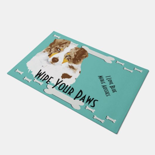 Red Merle Aussie & Dog Botten Grote Doormat Deurmat (Schuin)