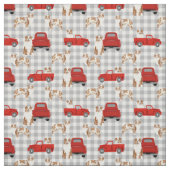 Red Merle Aussie en rode vrachtwagen Stof (Swatch)