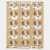 Red Merle Aussie met Tan Leaves cust. fleece deken (Voorkant)