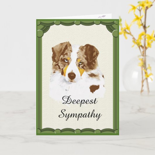 Red Merle Aussie Sympathie aangepast wenskaart Kaart (Gele Bloem)
