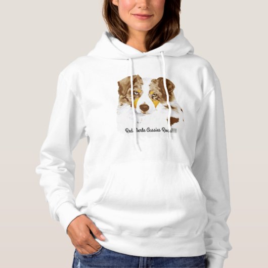 Red Merle Australian Shepherd Rock!! Hoodie (Voorkant)