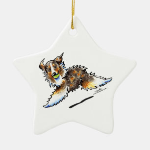 Red Merle Australian Shepherd speelt Keramisch Ornament