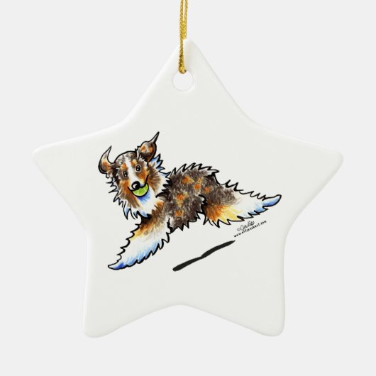 Red Merle Australian Shepherd speelt Keramisch Ornament (Voorkant)