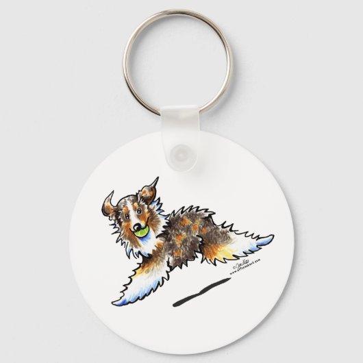 Red Merle Australian Shepherd speelt Sleutelhanger (Voorkant)