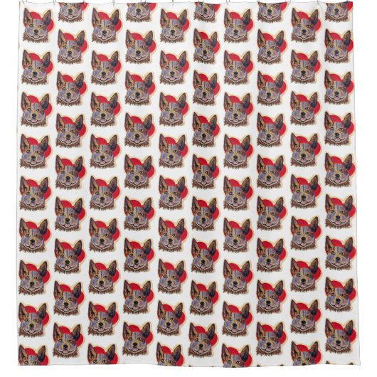 Red Merle Cattle Dog Heart Douchegordijn (Voorkant)