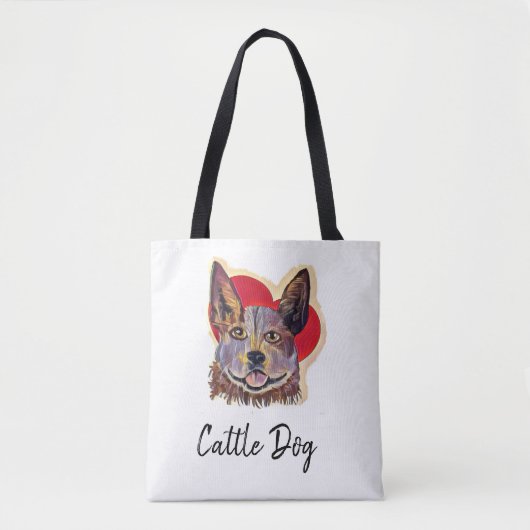 Red Merle Cattle Dog Heart Tote Bag (Voorkant)