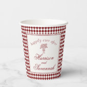 Red Merlot Harlequin Checkered Wedding Papieren Bekers (Achterkant)