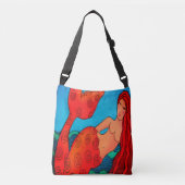 Red Mermaid Abstracte Art Crossbody Tas (Voorkant)