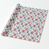 Red Mermaid Birthday Gift Wrap in White Cadeaupapier (Uitgerold)