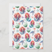 Red Mermaid Birthday Invitation in White Kaart (Achterkant)