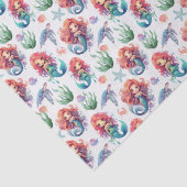 Red Mermaid Birthday Tissue Paper in White Tissuepapier (Detail)