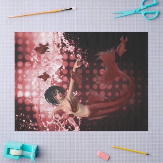 Red Mermaid Tissuepapier (Craft)
