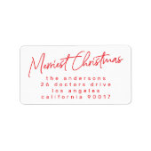 RED Merriest Kerstfeestdag Adres Etiket (Voorkant)