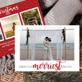 Red Merriest Place to Be Christmas-fotokaart Feestdagenkaart