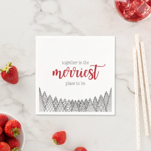 Red Merriest Place to Be Napkins beroemd gemaakt d Servet (Insitu)