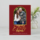 Red Merry Alles Arch kerstfoto Folie Feestdagenkaart (Staand Voorkant)