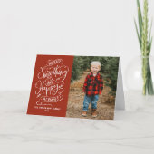 Red Merry Alles en Happy Altijd Foto Feestdagen Kaart (Voorkant)