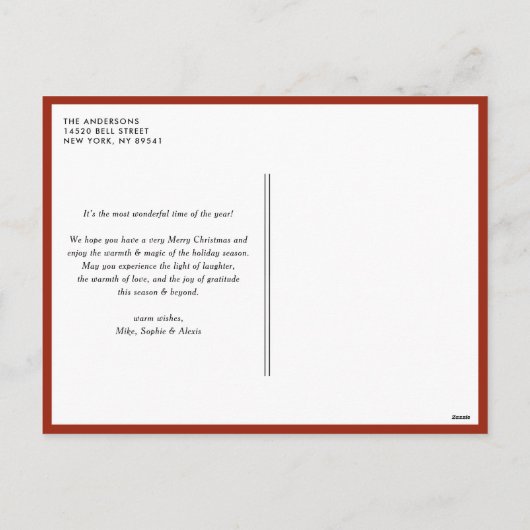 Red Merry Alles en Happy Altijd Foto Feestdagenkaart (Achterkant)