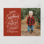 Red Merry Alles en Happy Altijd Foto Feestdagenkaart (Voorkant)