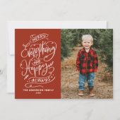 Red Merry Alles en Happy Altijd Foto Feestdagenkaart (Voorkant)