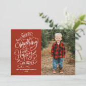 Red Merry Alles en Happy Altijd Foto Feestdagenkaart (Staand voorkant)