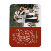 Red Merry Alles en Happy Altijd Foto Magneet (Verticaal)