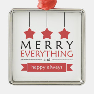 Red Merry Alles Holiday Metalen Ornament