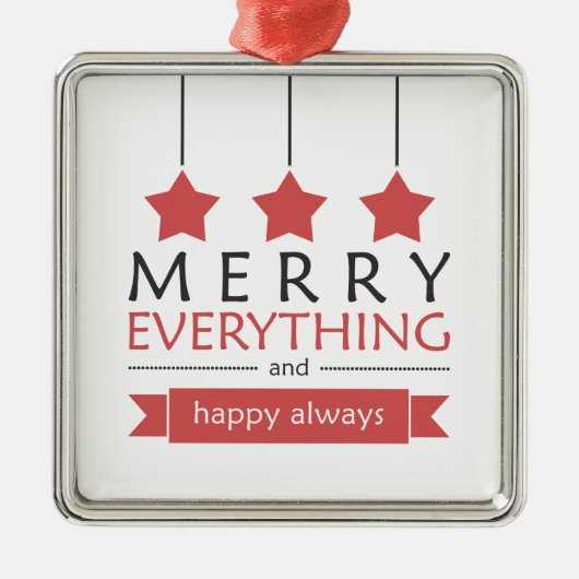 Red Merry Alles Holiday Metalen Ornament (Voorkant)