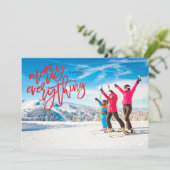 Red Merry Alles Kerstfeestdag Fotokaart Feestdagenkaart (Staand voorkant)