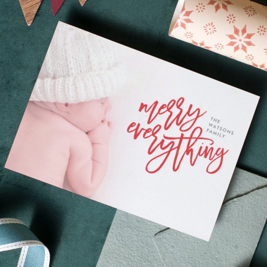 Red Merry Alles kerstfoto Feestdagenkaart