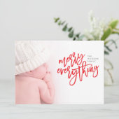 Red Merry Alles kerstfoto Feestdagenkaart (Staand voorkant)