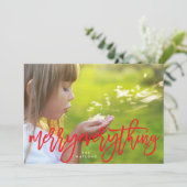 Red Merry Alles Photo Feestdagenkaart (Staand voorkant)