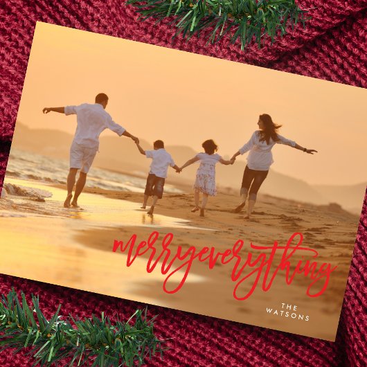 Red Merry Alles Photo Feestdagenkaart