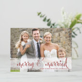 Red Merry and Married Script Kerstfoto Feestdagenkaart (Staand voorkant)