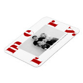 Red MERRY Bold Typografie Moderne Foto Kerstmis Magneet (Linkerzijde)