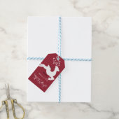 Red Merry Bright Christmas Reindeer Cadeaulabel (Met Touw)